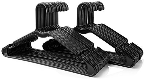 50pc Black Tubular Clothes Hanger Sets – Space Saving - Perfect for Dresses and Blouses - Work Great for Shirts, T-Shirts and Scarves