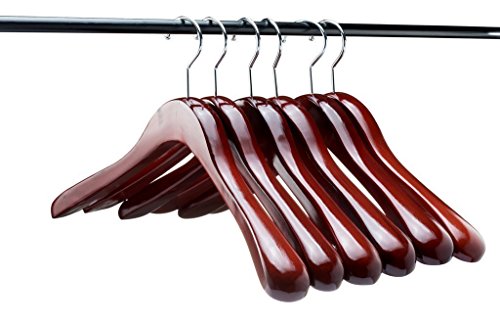 A1 Hangers Mahogany wooden hangers (Set of 6) Extra Thick clothes hangers for coat hanger and suit hangers