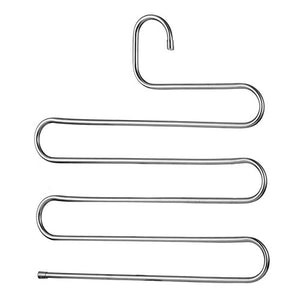 lucktone S-Type Multi-Purpose Pants Hangers Rack Stainless Steel Magic for Hanging Trousers