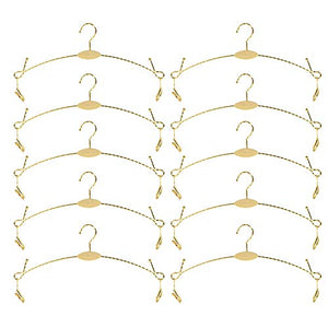 Exttlliy Metal Underwear Bra Rack Durable Fashion Children Clothes Hangers Hook Lingerie Shop Display Hanger with Clips (Gold, 10PCS)