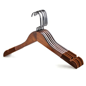 Non-slip- Wooden Skid-proof Hanger Flocking Clothes Hanging, 10 Packs hanger (Size : S)