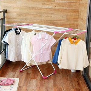 LE Folding Clothes Hanger,Balcony Indoor Sun Shelves Telescopic Drying Racks A