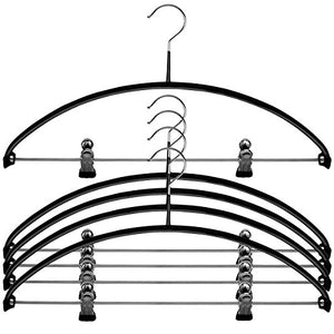 MAWA Reston Lloyd Euro Series Light/Thin Non-Slip Space-Saving 40/PK Clothes Hanger with Bar and Hooks for Pants and Skirts with Clips, Set of 5, Black, Pack of 5,