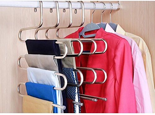 Drhob 1PCS Multi-Purpose Metal Magic Pants Hanger Closet Hangers Space Saver Storage Rack for Hanging Jeans Scarf Tie