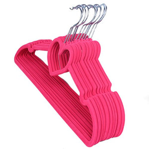RENZE Premium Quality Space Saving Velvet Clothing Hangers Love Shape Strong and Durable Non Slip Suit Hangers,3 Colors