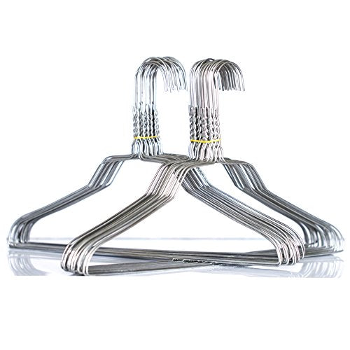 BriaUSA Metal Clothes Hangers 50 Pack Silver Color Galvanized Wire Hangers Length 16 inch Thickness 13 Gauge