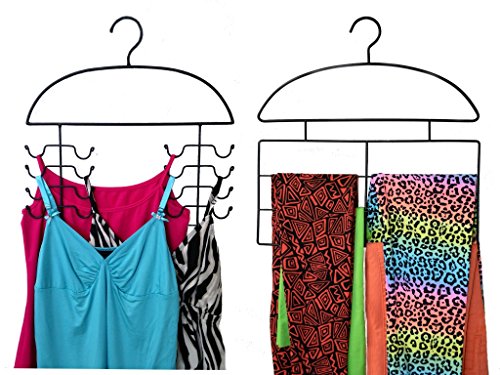 Combo 2 Pc Pack Leggings and Tank Top Organizer Hangers, USA Patented