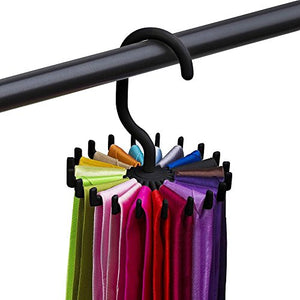 FTXJ Plastic Rotating Tie Rack Closet Hanger 20pcs Neck Ties/Belt Organizer