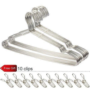 Gabbay Wire Hangers Stainless Steel Strong Metal Wire Clothes Hangers Heavy duty Non-slip 16.5 Inch 20 Pack (Present 10 Extra Wire Clips)