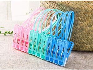 DurReus 24 Pack Plastic Clothespins Rope Windproof Clothes Hanger Clips Anti-Slip Laundry Pins Drying Clothing Clamps with Sturdy Steel Spring