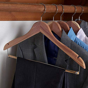 Household Essentials CedarFresh 26340 Red Cedar Wood Clothes Hangers | Locking Trouser Bar and Swivel Hook | Set of 4