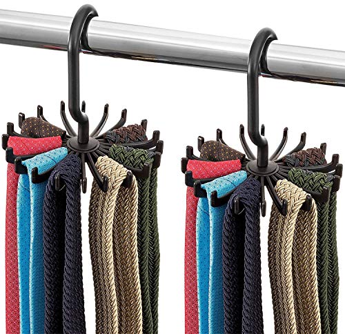 Bright Sun Quality Spinning Tie Rack and Belt Hanger (2 Pack) Ultimate Hanger Holder #YHAS