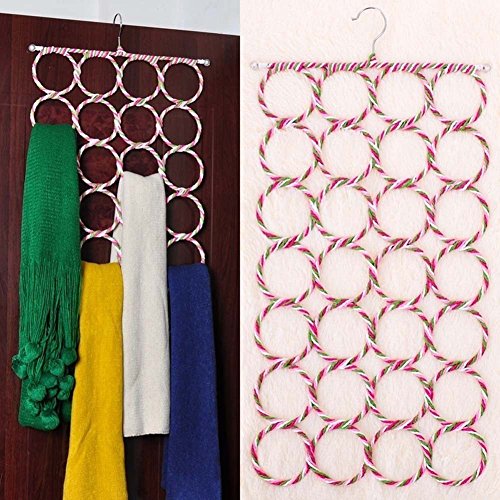 SP Product New 28 Ring Slots Design Hanger for Scarf Belt Tie Space Saving Organizer Closet