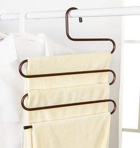 Durable Pants Hangers Clothes Organizer Space Saver Storage Rack for Hanging Jean Trouser Tie Scarf Belt Jewelry Clothing Accessories Brown Pack 2