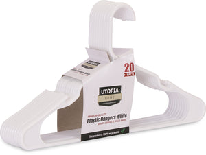 20-Pack Standard Plastic Hangers White - by Utopia Home (White)