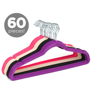 Best Choice Products Set of 60 Multifunctional S-Shape Non-Slip Slim Lightweight Clothes Hangers (Multicolor)