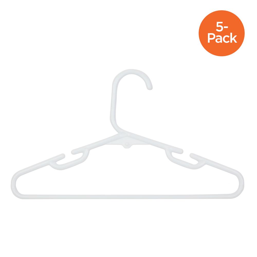 5-Pack Kids Plastic Hangers, White