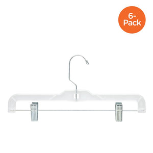6-Pack Clear Skirt/Pant Hanger, Clear