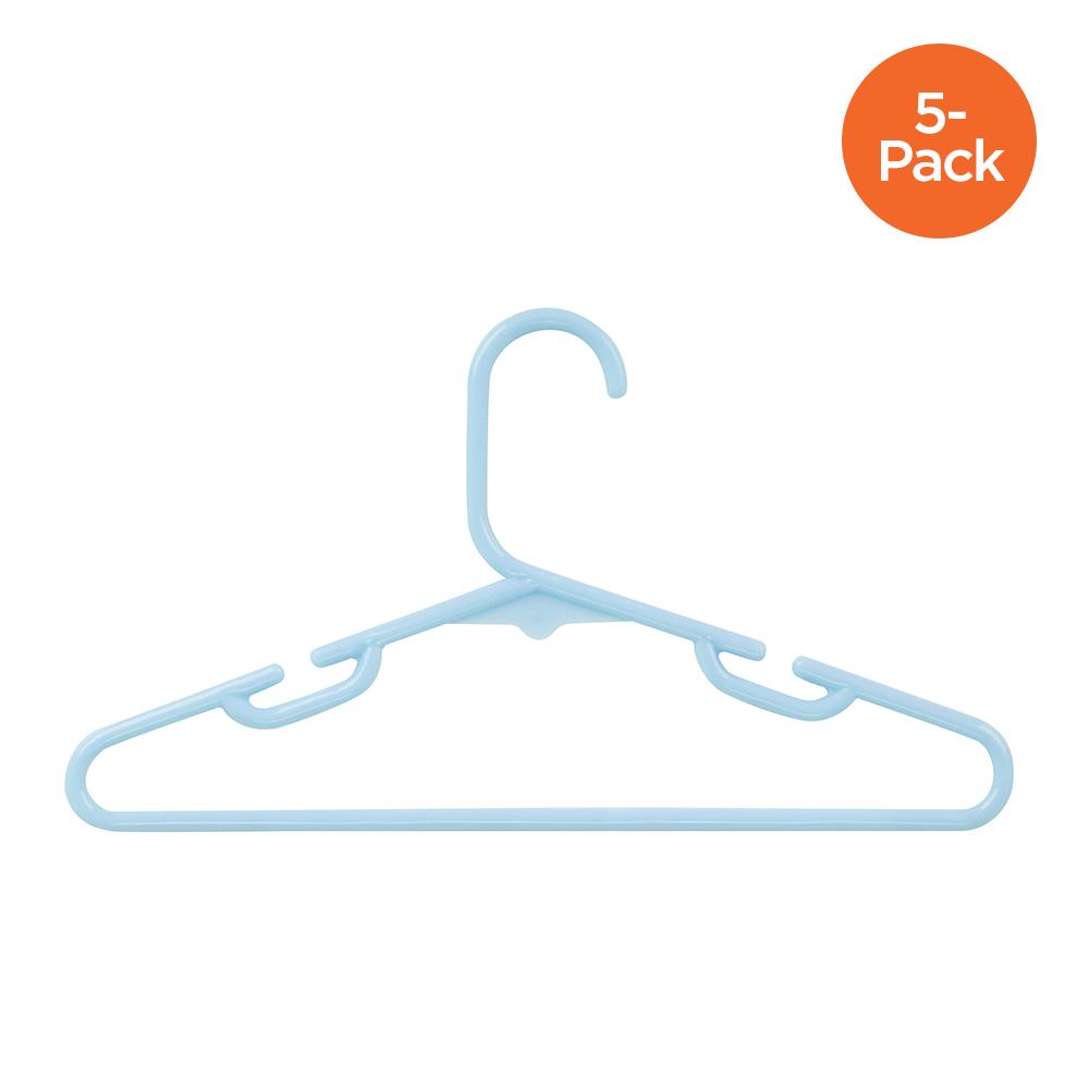 5-Pack Kids Plastic Hangers, Blue