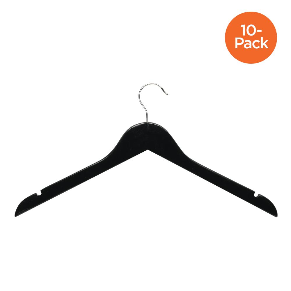 10-Pack Wood Shirt Hangers, Ebony