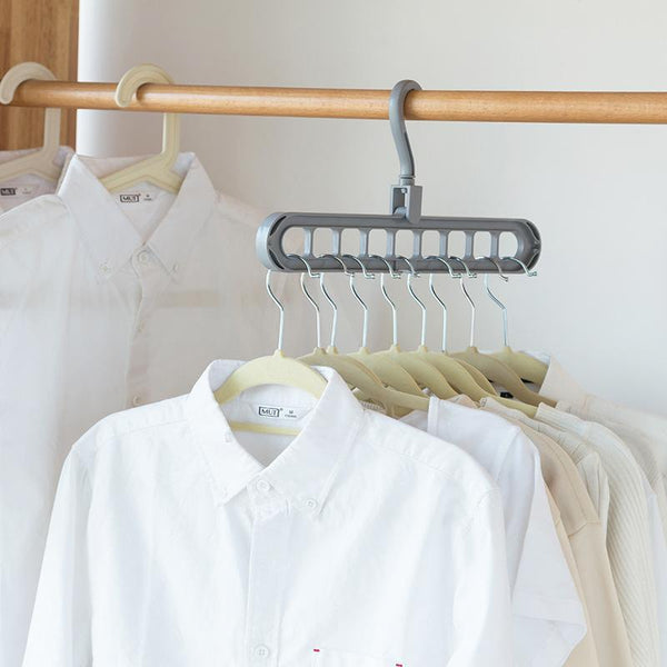 Multi-Port Support Circle Clothes Hanger Clothes Drying Rack Multifunction Plastic Scarf Clothes-HongKong BestLife General Merchandise Co., Ltd-Light Grey-EpicWorldStore.com