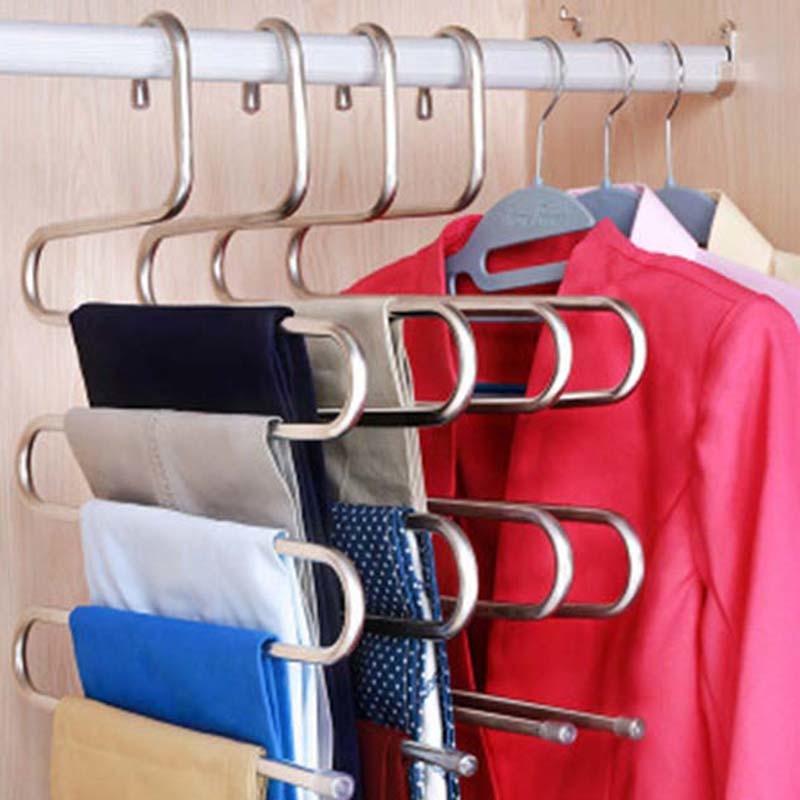 5 layers S Shape MultiFunctional Clothes Hangers Pants Storage Hangers Cloth Rack Multilayer Storage Cloth Hanger